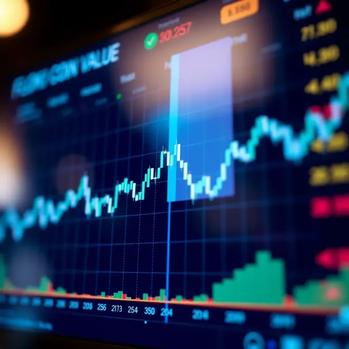 Graph showing upward and downward trends of Floki Coin prices on a digital trading platform