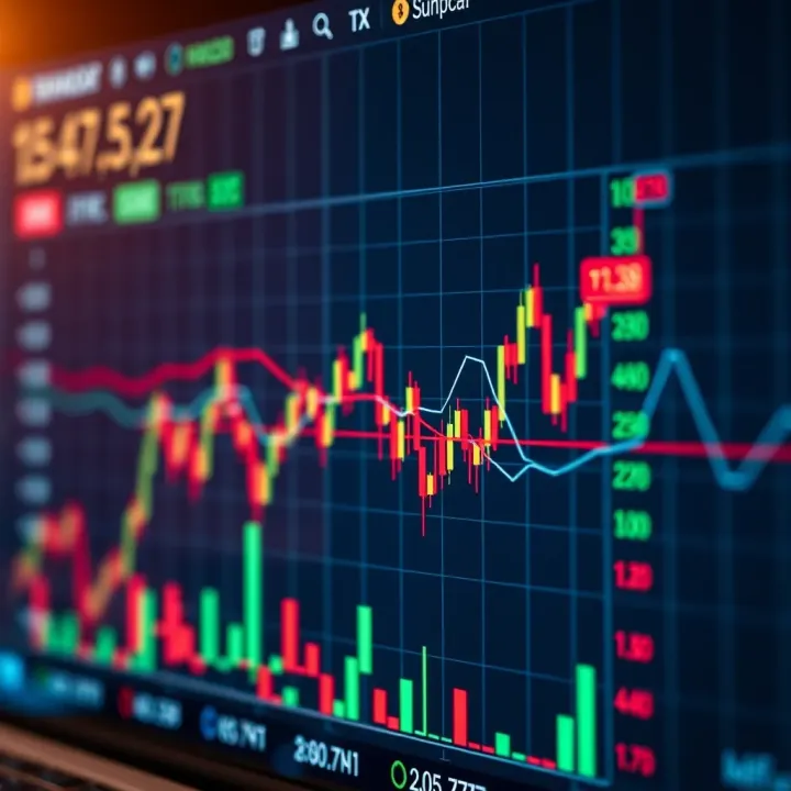 Graph displaying fluctuating forex market trends with an overlay of contest leaderboard