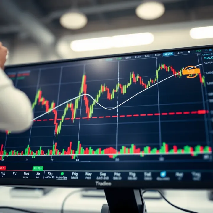 Graph displaying currency exchange rate trends on a digital trading platform