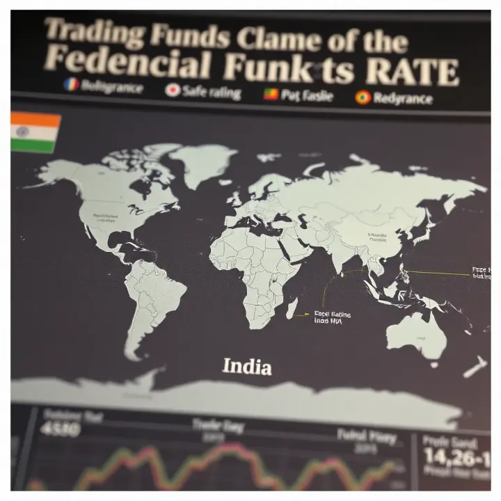 World map highlighting the impact of US federal funds rate on global markets including India