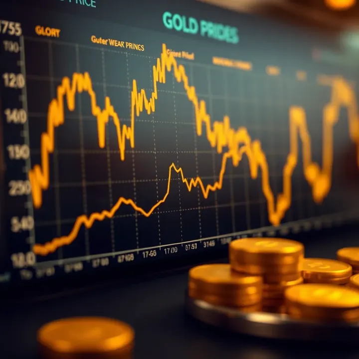 Graph showing projected trends in gold prices influenced by market and global factors
