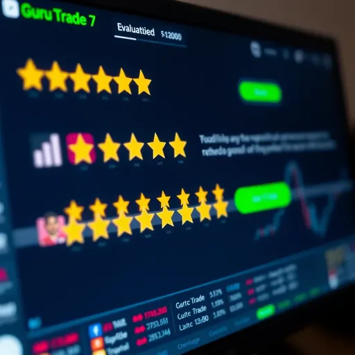 Evaluation of User Feedback on Trading Platform Close-up of a computer screen displaying user reviews and ratings for a trading platform
