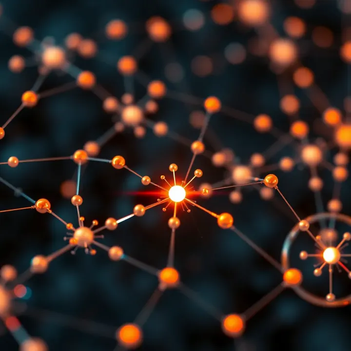 Conceptual illustration of Hedera Hashgraph technology with digital network nodes and connections