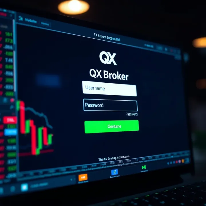 Secure login interface of QXBroker platform displaying username and password fields