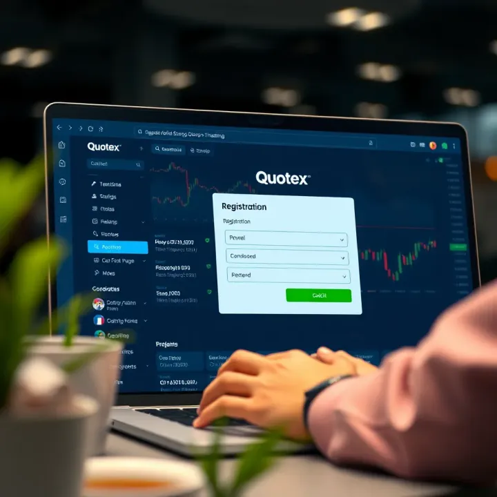 Completing the Quotex Registration Form User completing online registration form on a financial trading platform