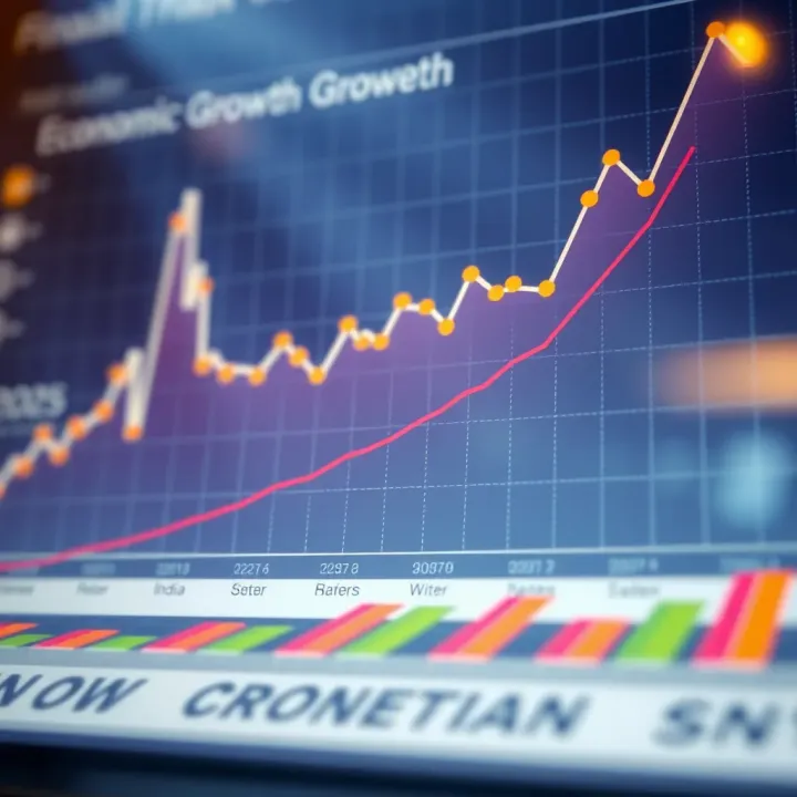 Graph showing upward trend in India's economic growth with key sectors highlighted