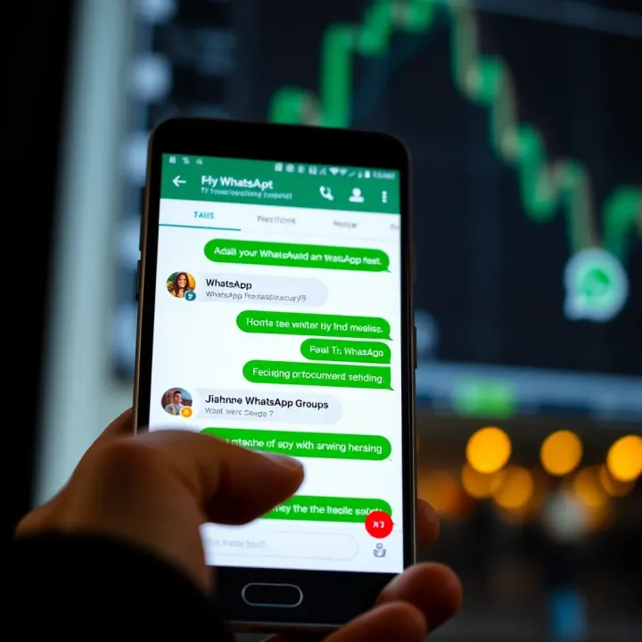 Smartphone screen displaying a secure WhatsApp chat interface focused on cryptocurrency conversations