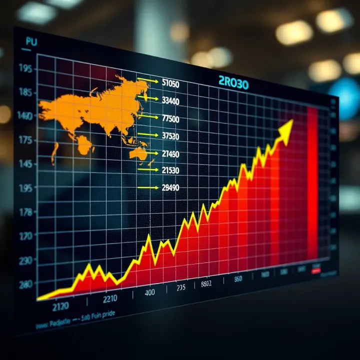 Graph displaying the projected growth trajectory of Reliance Industries' stock price over the coming decade