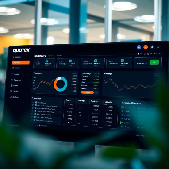 Dashboard showcasing Quotex features after successful login