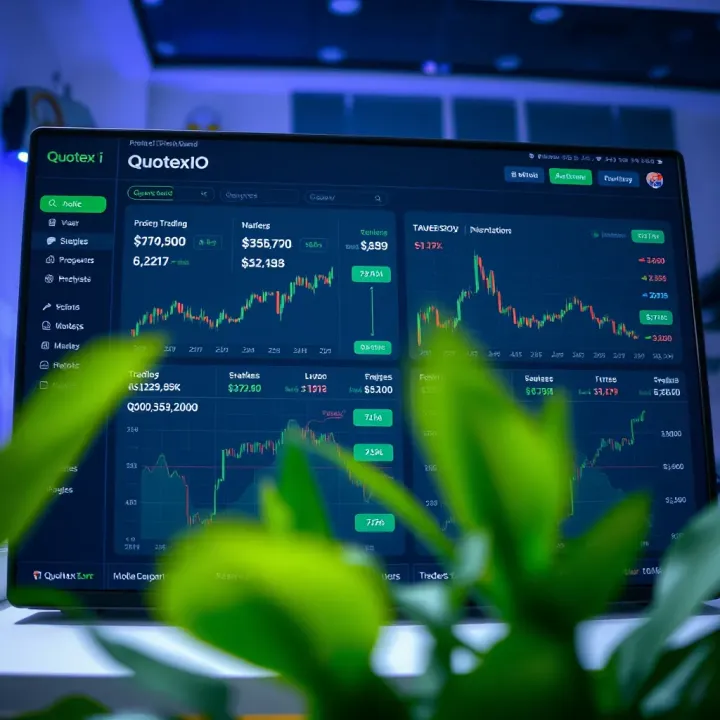 Dashboard showing various trading options and market analysis on Quotex IO platform