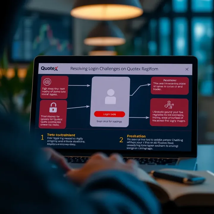 Visual guide illustrating common login issues and troubleshooting steps for Quotex platform