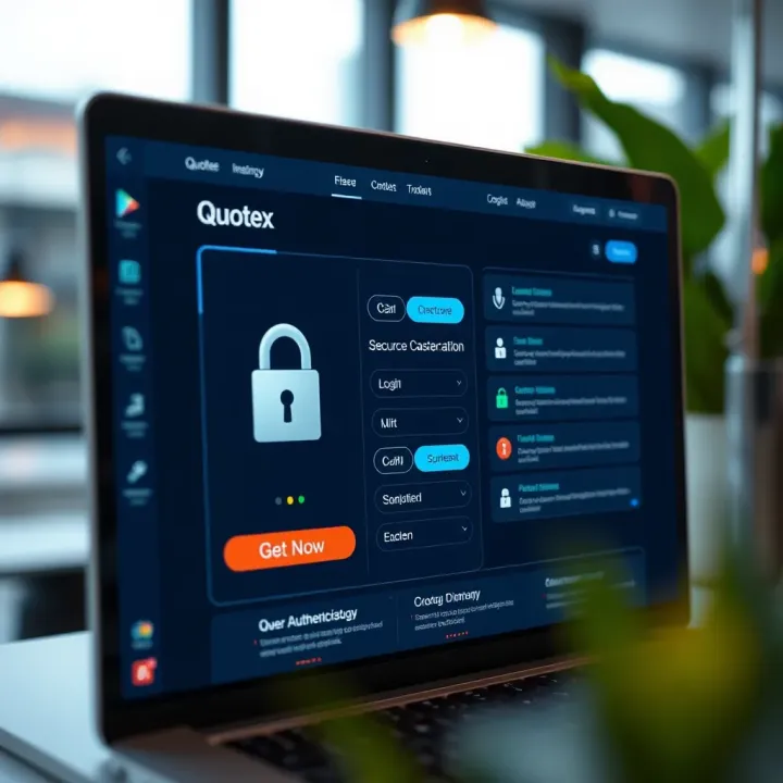 Secure login interface of Quotex showcasing encryption and user authentication features
