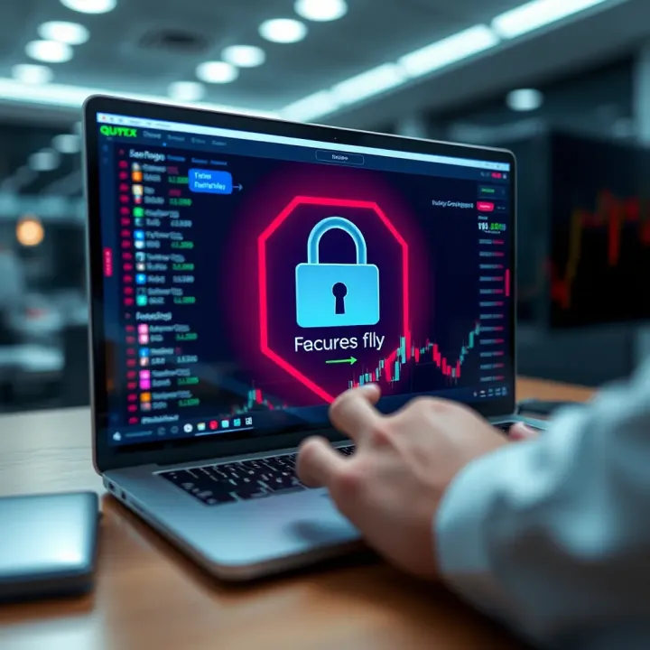 Secure login screen highlighting encryption and user account protection on Quotex