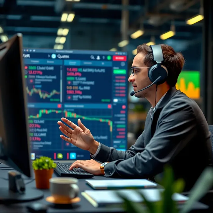 Online Assistance Through Quotex Customer Support Chat Customer support agent assisting a trader through an online chat interface