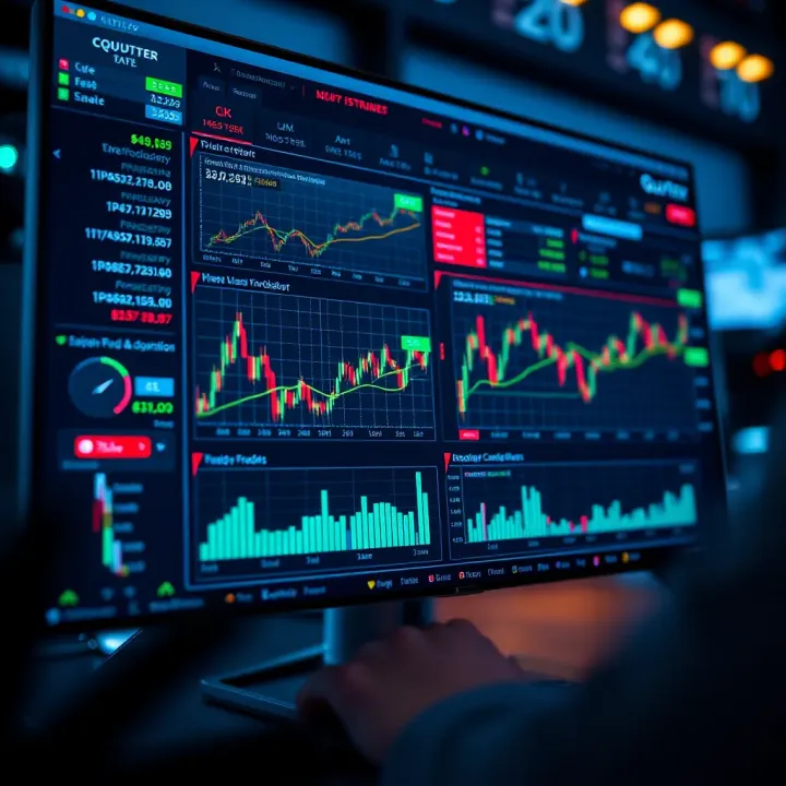 Quotex Web Trading Platform Interface with Financial Charts User interface of the Quotex web trading platform displaying various financial charts and trading tools