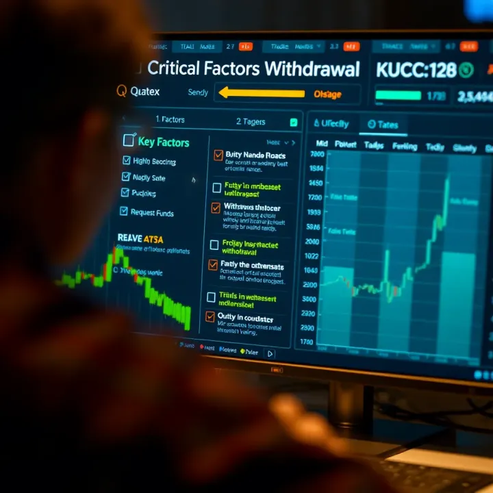 Checklist and digital interface showing key factors for successful Quotex withdrawal approval