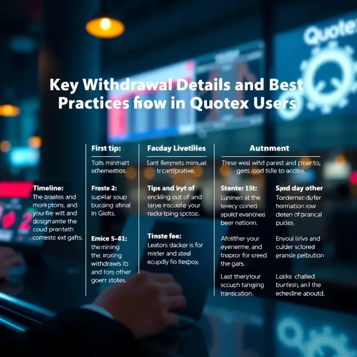 Illustration highlighting timelines, fees, and tips for smooth withdrawal transactions on Quotex