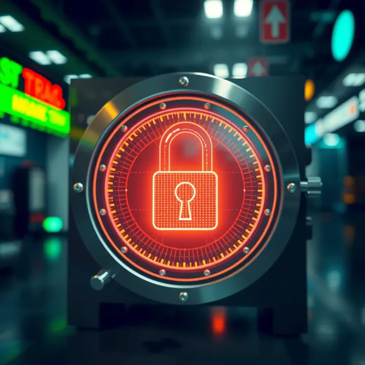 Secure digital vault symbolizing strong security measures implemented in Qutex exchange