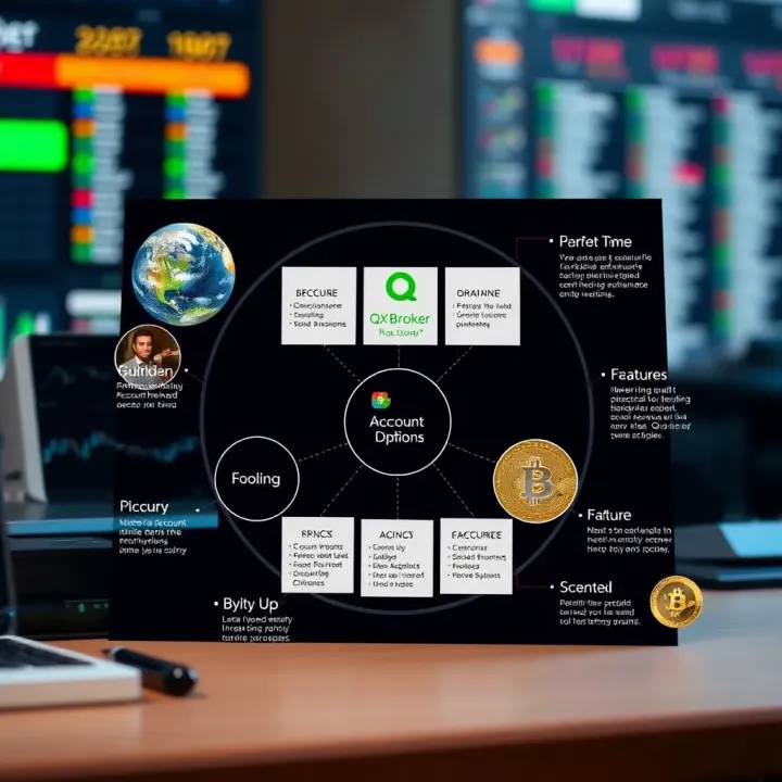 Diagram illustrating various account types and their features offered by QXBroker for Indian traders