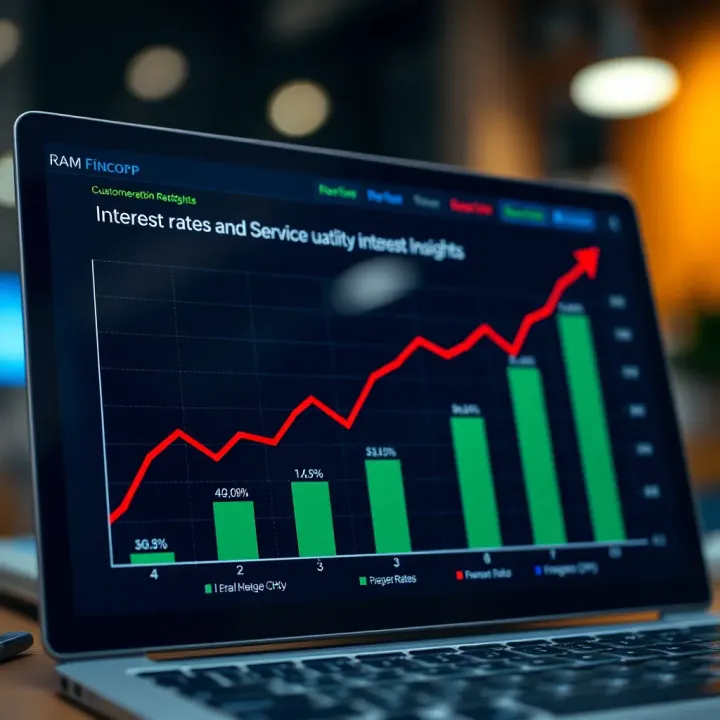 Interest Rates and Service Quality Insights for RAM Fincorp Graph showing comparison of interest rates and customer satisfaction feedback
