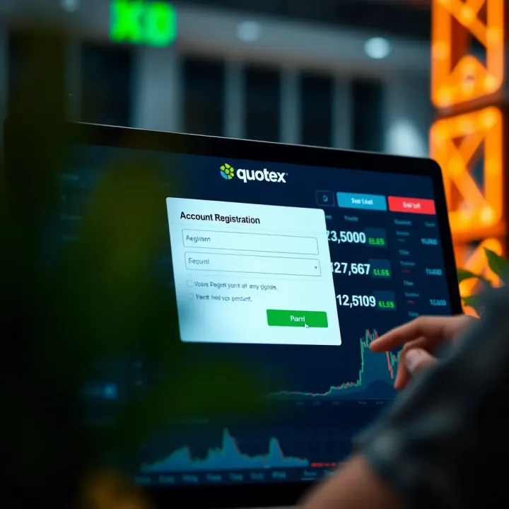 Account Registration Interface on Quotex Platform User interface displaying account registration form on online trading platform