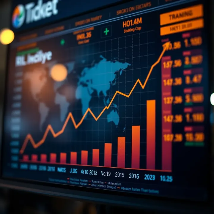 Graph showing upward trend in stock value with key factors influencing growth