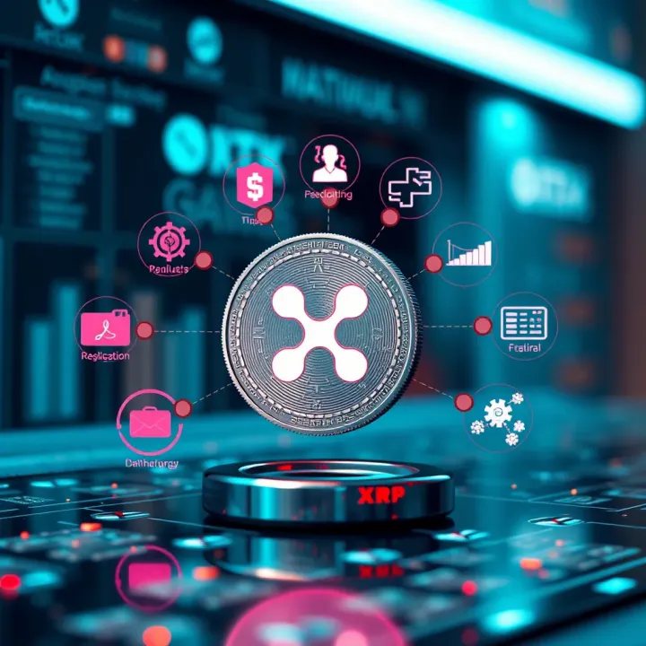 Conceptual illustration of Ripple XRP surrounded by regulatory and technological icons indicating influencing factors