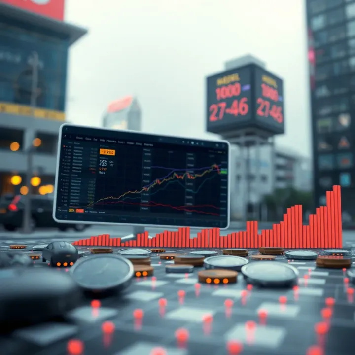 Illustration depicting the impact of technological innovation and macroeconomic factors on stock valuation