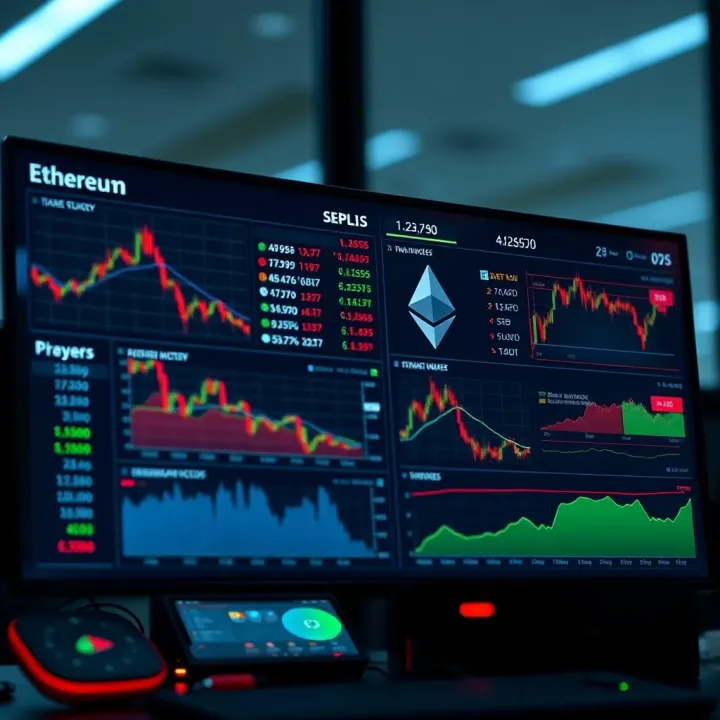 Dashboard interface displaying various tools and charts for monitoring Ethereum value in Indian market context