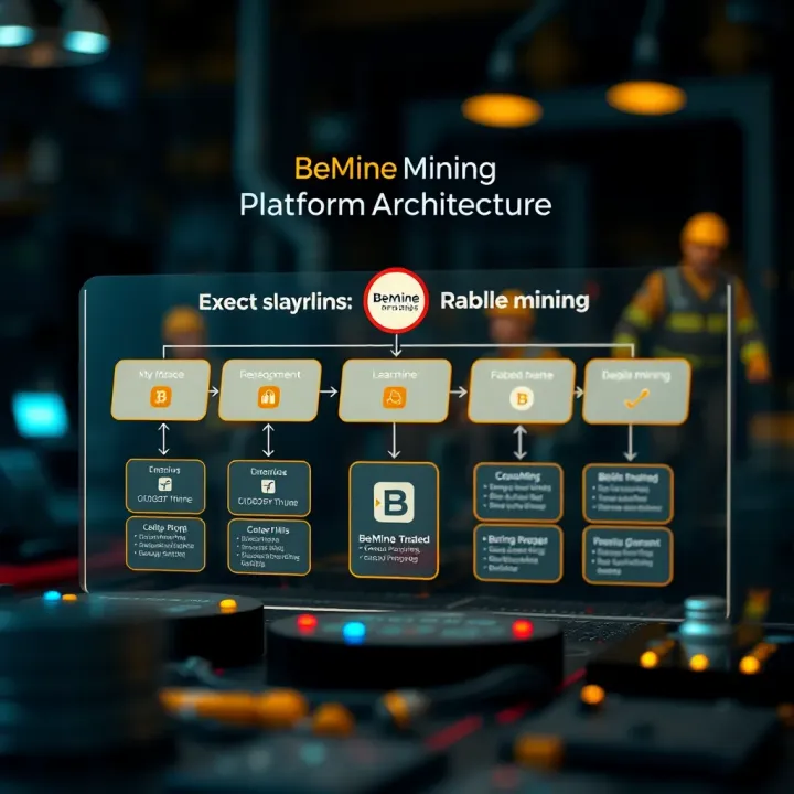Diagram illustrating the core components and workflow of BeMine mining platform
