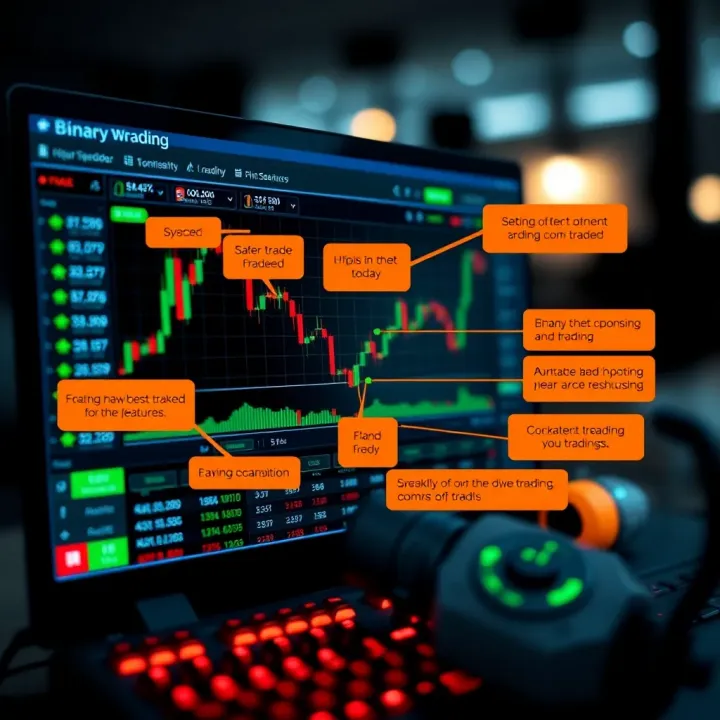 Key Features and Setup of Binary.com Trading Bots Illustration of a trading interface highlighting key features for setting up Binary.com bots