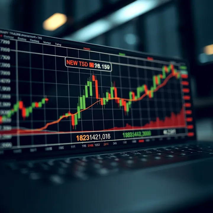 Graph showing binary trading options with upward and downward market predictions