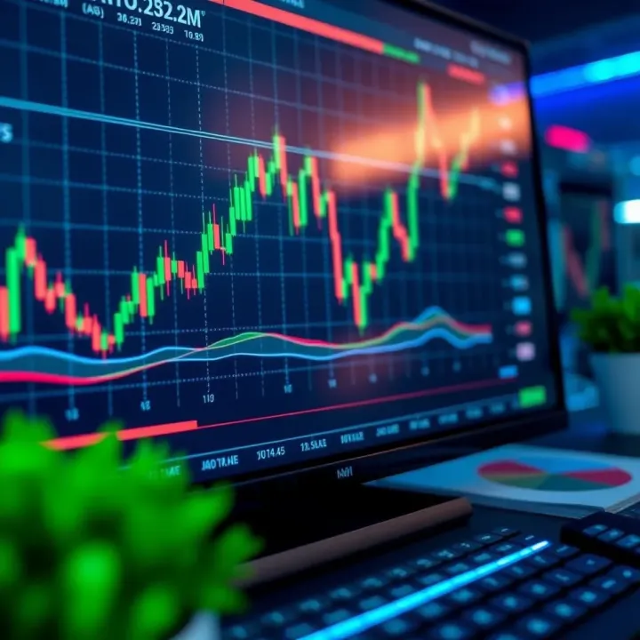 Chart displaying fluctuating market trends on a digital trading platform