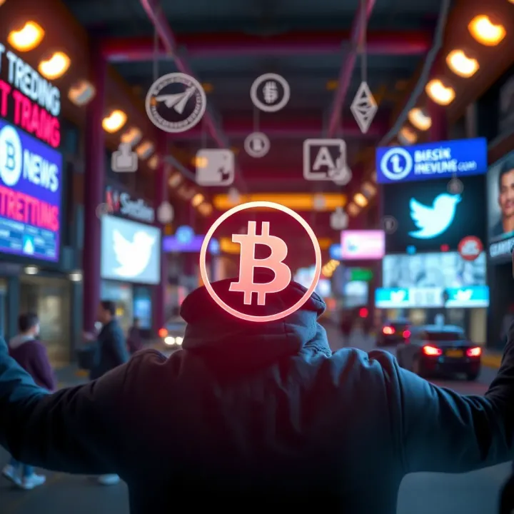Visual representation of social media and news icons impacting cryptocurrency trends