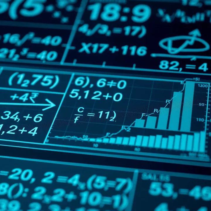 Mathematical symbols and graphs illustrating the concept of derivation and related calculations