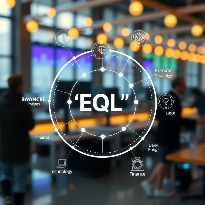Connections of EQL Across Different Fields Diagram showing various fields such as technology, finance, and daily life connected to the term EQL