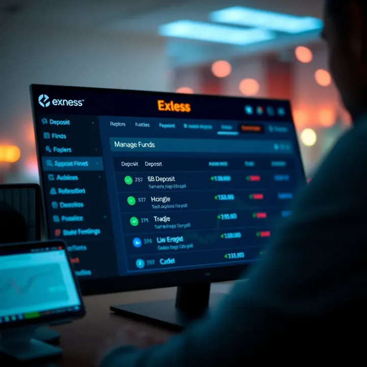 User interface displaying deposit and withdrawal options within Exness Personal Area