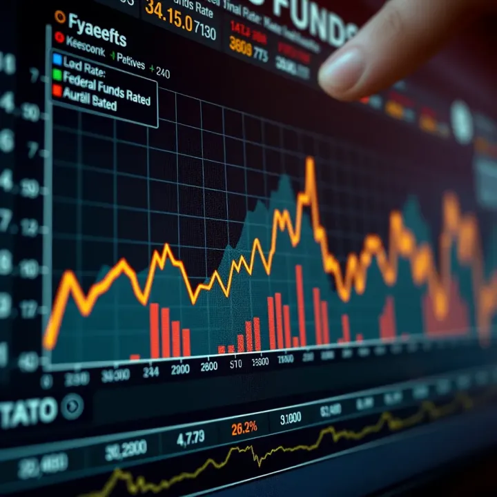 Graph showing changes in the federal funds rate over time with economic indicators