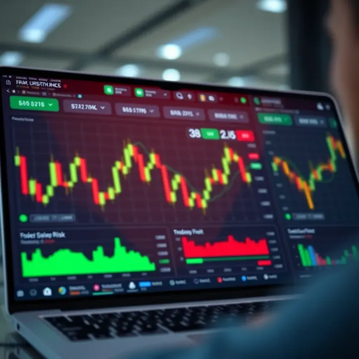 Visual representation of a secure forex trading account dashboard with charts and risk indicators