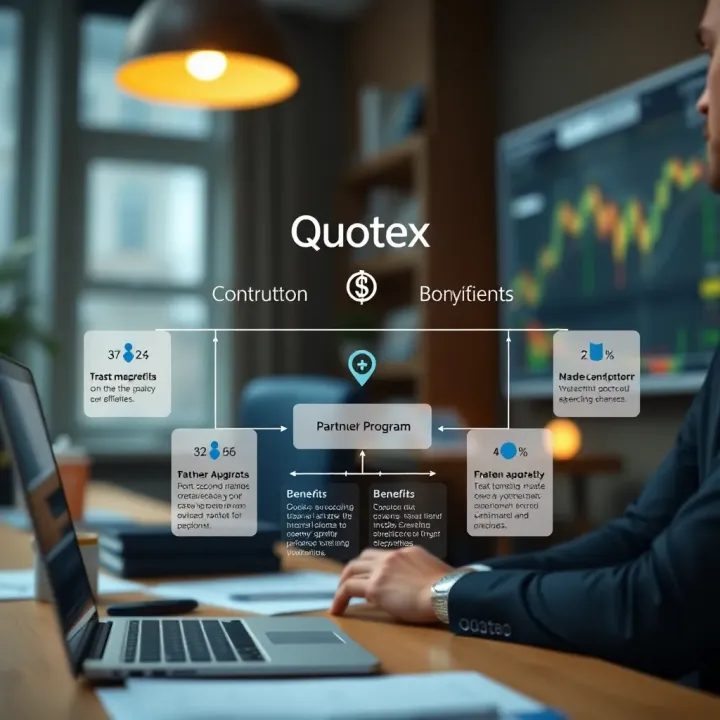 Diagram illustrating the structure and benefits of the Quotex Partner Program for affiliates