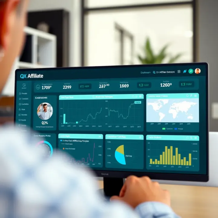 Dashboard view of QX Affiliate platform illustrating campaign management tools