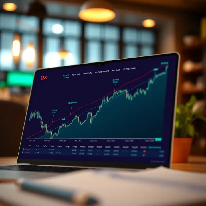 Graph showing various trading platforms and account types offered by QX Broker