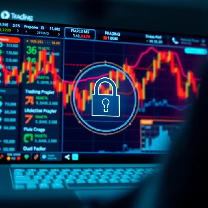 Secure login screen of a trading platform emphasizing digital security features