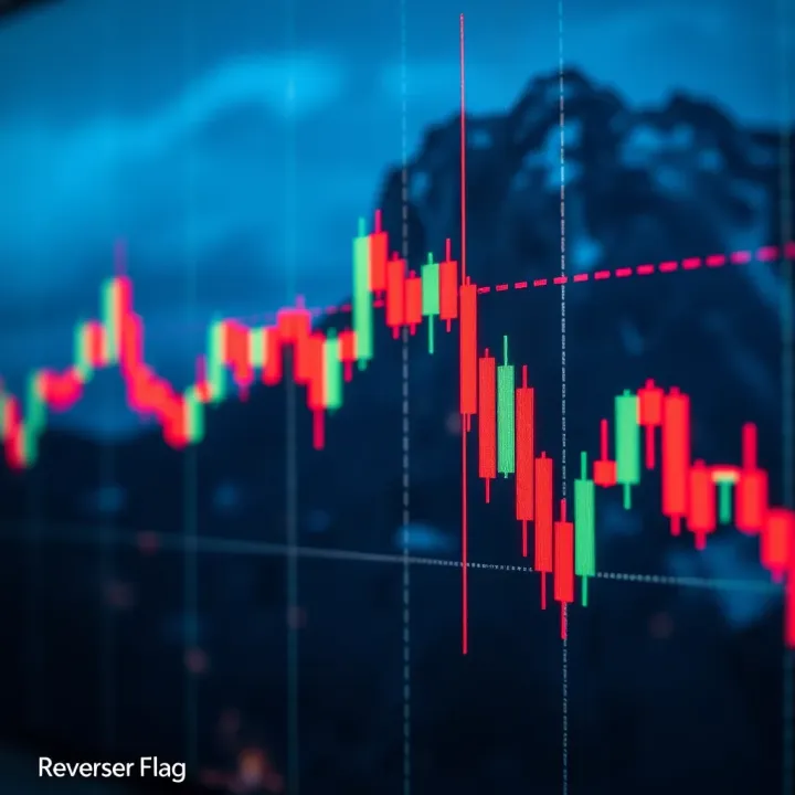 Chart showing the formation of a reverse flag pattern with a sharp price movement followed by a consolidation channel