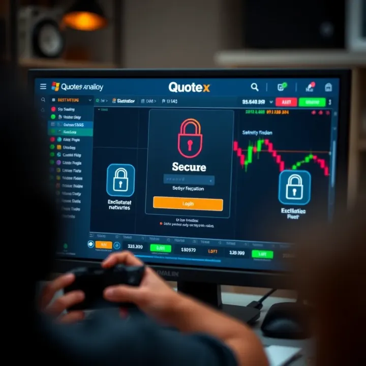 Secure login interface with encryption icons representing safety measures for online trading